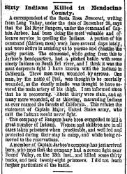 “Sixty Indians Killed in Mendocino County,” New York Herald, January 29, 1860