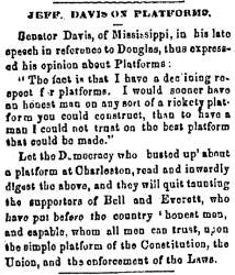 “Jeff. Davis on Platforms,” Charlestown (VA) Free Press, June 21, 1860