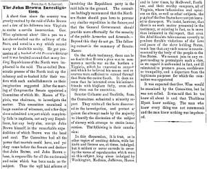“The John Brown Investigation,” Ripley (OH) Bee, July 5, 1860