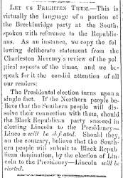"Let Us Frighten Them," Ripley (OH) Bee, August 16, 1860