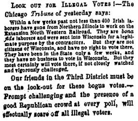 "Look Out for Illegal Votes!," Milwaukee (WI) Sentinel, November 1, 1860