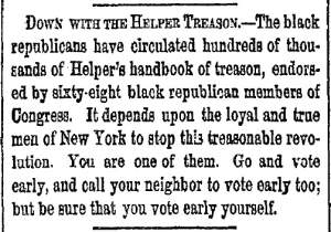 “Down With the Helper Treason,” New York Herald, November 6, 1860