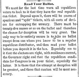 "Read Your Ballot," Boston (MA) Advertiser, November 6, 1860