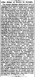 “The Reign of Terror in Georgia,” Cleveland (OH) Herald, November 17, 1860