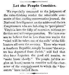 “Let the People Consider,” Charlestown (VA) Free Press, January 31, 1861