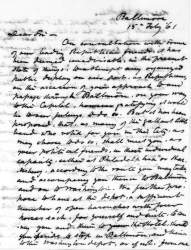 Worthington G. Snethen to Abraham Lincoln, February 15, 1861 (Page 1)
