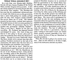“What Will Lincoln Do?,” (Concord) New Hampshire Statesman, February 23, 1861