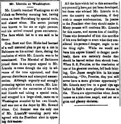 “Mr. Lincoln at Washington,” Atchison (KS) Freedom’s Champion, March 2, 1861