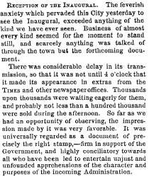 “Reception of the Inaugural,” New York Times, March 5, 1861
