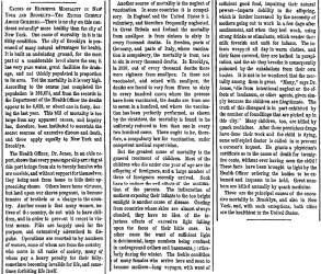 “Causes of Excessive Mortality in New York and Brooklyn,” New York Herald, March 10, 1861