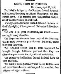 “News from Baltimore,” New York Herald, April 21, 1861