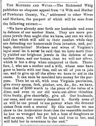 “The Mothers and Wives,” Fayetteville (NC) Observer, June 6, 1861