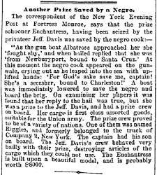 “Another Prize Saved by a Negro,” Boston (MA) Advertiser, July 31, 1861