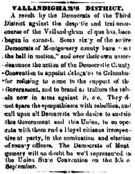 “Vallandigham’s District,” Cleveland (OH) Herald, August 15, 1861