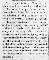 “A Pretty Severe Order,” Shreveport (LA) News, March 11, 1862
