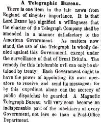 “A Telegraphic Bureau,” New York Times, September 1, 1858