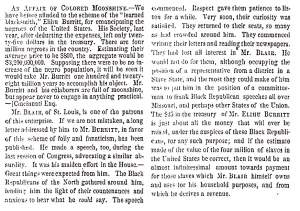 "An Affair of Colored Moonshine," (St. Louis) Missouri Republican, July 4, 1858