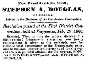 “For President In 1860, Stephen A. Douglas,” (Montpelier) Vermont Patriot, March 17, 1860