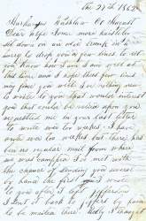 William Elisha Stoker to Elizabeth E. Stoker, August 27, 1862 (Page 1)