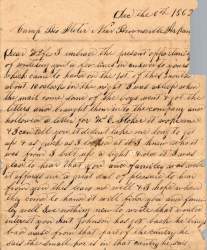 William Elisha Stoker to Elizabeth E. Stoker, December 6, 1862 (Page 1)