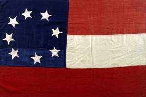 "The Stars and Bars," first national flag of the Confederate States, 1861