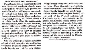"Who Furnishes the Audiences?" Chicago (IL) Press and Tribune, September 23, 1858