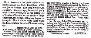 "Mr. A. Lincoln," (St. Louis) Missouri Republican, July 11, 1858