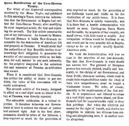 "Quasi Ratification of the Cass-Herran Treaty," New York Times, July 28, 1858