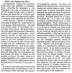 “What will Kansas do Next?,” New York Times, August 31, 1858