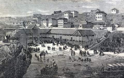 Biarritz, France, summer 1866, artist's impression.