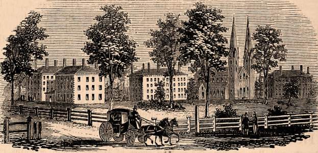 Bowdoin College, Brunswick, Maine, 1861, artist's impression