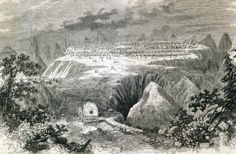 Camp Number 38, Badlands, Minnesota Territory, Spring 1866, artist's impression