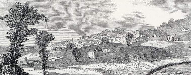 Union troops entering Clinton, Mississippi, November, 1863, artist's impression, detail