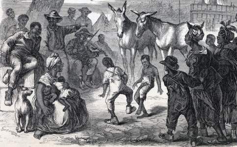 Plantation Scene, Bayou Teche, Louisiana, August 1864, artist's impression, zoomable image, detail