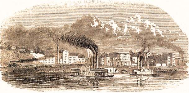Muscatine, Iowa, 1861, artist's impression