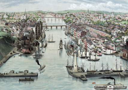 Oswego, New York, 1855, bird's-eye view, detail, zoomable image