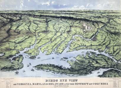 Virginia, Maryland, Delaware, and the District of Columbia, 1861, zoomable panoramic map