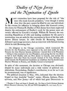 Dudley of New Jersey and the Nomination of Lincoln, Title Page