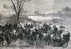 Twenty-fourth Oxford and Cambridge Boat Race, The Thames, London, April 13,1867, artist's impression.