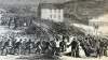 The Atlantic Cable being carried ashore for connection at Heart's Content, Newfoundland, July 27, 1866, artist's impression, detail.
