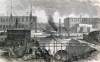Construction of the Chicago River Tunnel, May 1867, artist's impression.