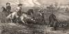 Cattle branding in Texas, June 1867, artist's impression, detail.
