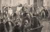 Jefferson Davis before the U.S. District Court, Richmond, Virginia, May 13, 1867, artist's impression, detail, zoomable image.