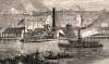 Steamboat carrying former Confederate president Jefferson Davis arriving at Rockett's Landing near Richmond, Virginia, May 11, 1867, artist's impression, detail.