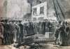 Laying of cornerstone for new buildings of the Howard Mission and Home for Little Wanderers, the Bowery, New York City, May 15, 1867, artist's impression.