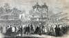 Cornerstone ceremony, Stephen Douglas Monument, Chicago, Illinois, September 6, 1866, artist's impression, zoomable image.