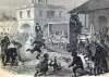 Dog catchers in operation, Richmond, Virginia, Summer 1866, artist's impression.