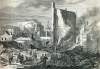 Ruins of Philadelphia Steam Saw Mill after devastating and fatal boiler explosion, June 6, 1867, artist's impression.