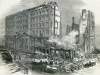 Ruins of the Lindell Hotel, St. Louis, Missouri, April 1, 1867, artist's impression.