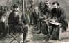 Meeting between General W.S. Hancock and Satanta and other Kiowa tribal leaders, Fort Dodge, Kansas, April 1867, artist's impression, detail.